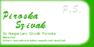piroska szivak business card